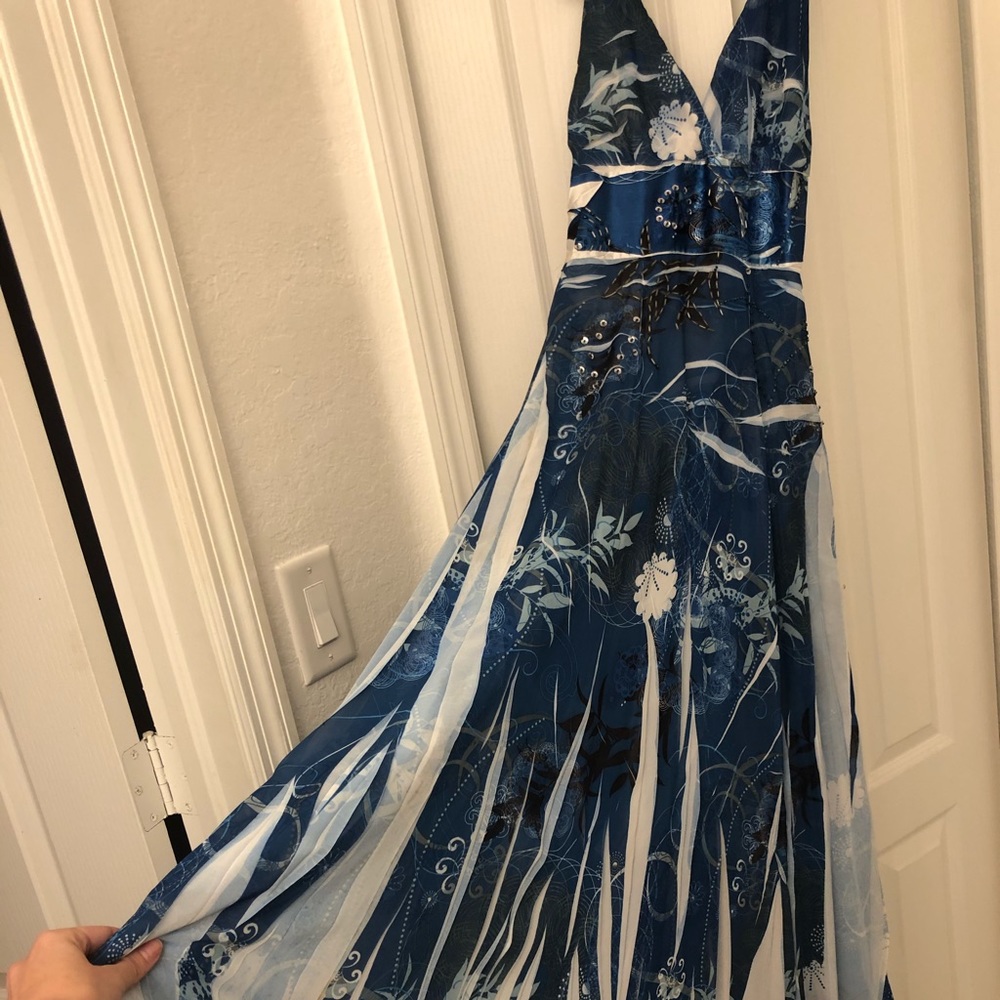 Blue flowy gown